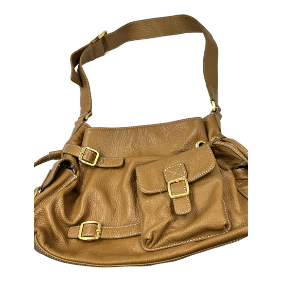 Maxx New York Pebbled Shoulder bag Brown Tan Leather, Pockets & Paisley - Picture 1 of 9